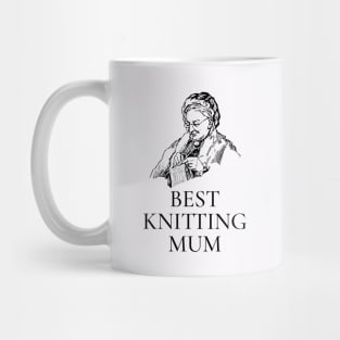 THE BEST KNITTING CRAFTS MUM LINE ART SIMPLE VECTOR STYLE, MOTHER OLD TIMES Mug